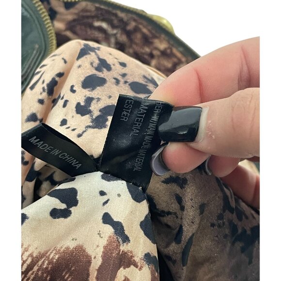 Sharif Womens Shoulder Handbag Green Leopard Print Leather satchel hobo Purse - Picture 11 of 15